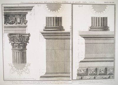 Illustration of the Column Structure of the Temple of Vesta and the Temple of Sibilla by Giovanni Battista Piranesi